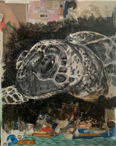 Sea Turtle - Garbage On Canvas
