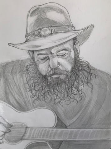 Blaze Foley - Pencil Portrait on Paper